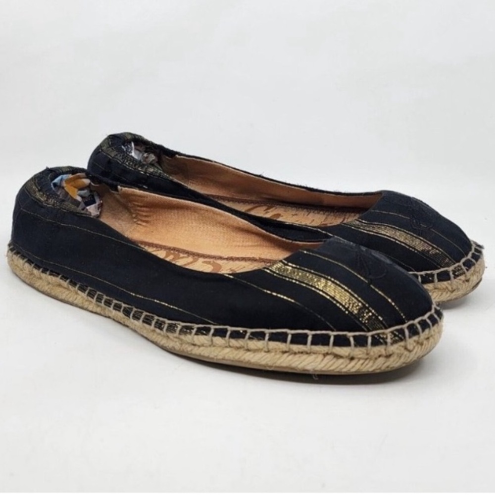 Sam Edelman black and gold Jessa espadrilles size 8.5